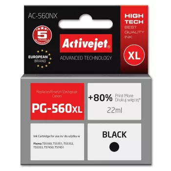 Tinteiro Activejet AC-560NX (substituto para Canon PG-560XL; Supreme; 22 ml; preto)