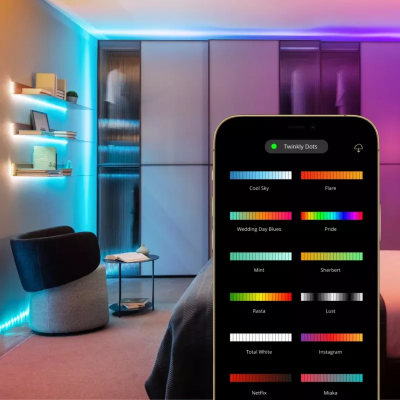 Twinkly Dots 60 RGB USB luzes inteligentes, 3 m, preto