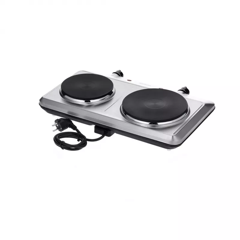 Placa de cozinha de mesa Severin DK 1014 com placa fechada 2 zonas controlo por botão rotativo