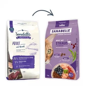 Bosch Sanabelle Life Adult ração seca para gatos com avestruz e mirtilos, 8 kg