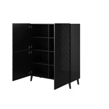 Estante ABETO 100,5 x 40 x 121,5 cm preto/preto brilhante