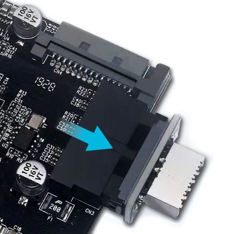 GrauGear adaptador interno de USB 3.0 de 19 pinos para USB 3.1 Type-E de 20 pinos Key A, 180 graus