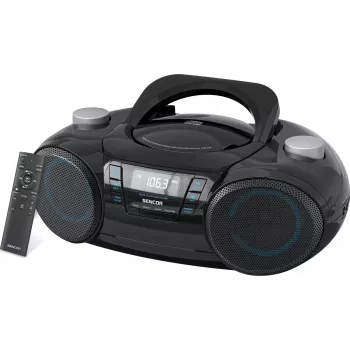Coluna Bluetooth portátil SENCOR SPT4710B — 20 W de potência total, Bluetooth 5.3, CD/USB/UKW, alimentação por bateria ou rede