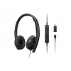 Auscultadores/headset Lenovo 4XD1P83425 com fio, arco de cabeça, chamadas/música, USB Type-A, preto