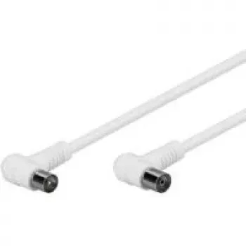 Wentronic Goobay cabo de ligação angular para antena, 100% blindado, branco, 2,5 m - ficha coaxial 90° conector fêmea coaxial 90° (67354)