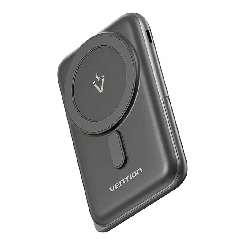 Powerbank Vention 10000mAh magnético sem fios 20W, 1×USB-C, carregamento sem fios, preto