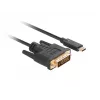 Adaptador de cabo de vídeo LANBERG CA-CMDV-10CU-0030-BK, USB Type-C para DVI-D, 3 m, preto