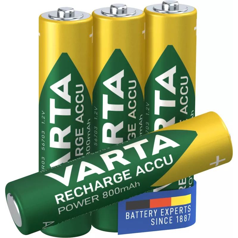 Bateria VARTA HR03 AAA Power 800 mAh 56703 pilhas recarregáveis 4 unid. verde