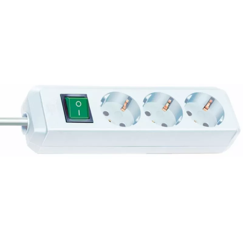 Régua de tomadas Brennenstuhl Eco-Line com interruptor [3 tomadas, branca, 5 m]