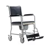 Cadeira de rodas sanitária MDH PLW006VC — cadeira sanitária dobrável de aço, 4 rodas, máx. 110 kg, assento 43×43 cm, largura 530 mm, peso 11,2 kg