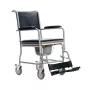 Cadeira de rodas sanitária MDH PLW006VC — cadeira sanitária dobrável de aço, 4 rodas, máx. 110 kg, assento 43×43 cm, largura 530 mm, peso 11,2 kg