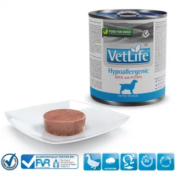 FARMINA Vet Life Diet DOG hipoalergénica pato e batata - ração húmida para cães - 300 g