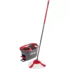 Mopa VILEDA EasyWring & Clean Turbo, balde de tecnopolímero vermelho, capa de microfibra lavável removível, para pavimentos duros