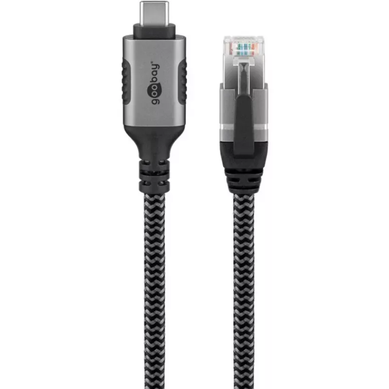 Goobay 70753 Cabo USB-C para RJ45 Ethernet CAT 6 para ligação de internet com fios estável com router/modem/switch de rede/substitui adaptador USB para RJ45 / 1