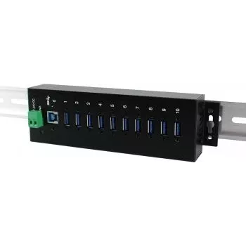 Exsys EX-1110HMVS - Hub - 10 x USB 3.1 Gen 1 - Montagem em calha DIN - DC (EX-1110HMVS)