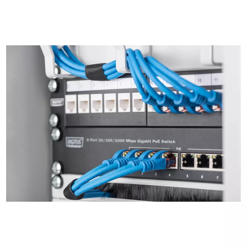 Switch DIGITUS Gigabit Ethernet PoE 8 portas PoE+ rack 10 polegadas, orçamento PoE até 80 W