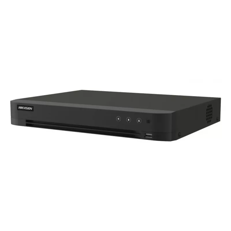 DVR Hikvision Pro Series 8 canais 5 MP 1U H.265 AcuSense, 8 entradas, Gigabit Ethernet, disco 12 TB, 12 V, 24 W
