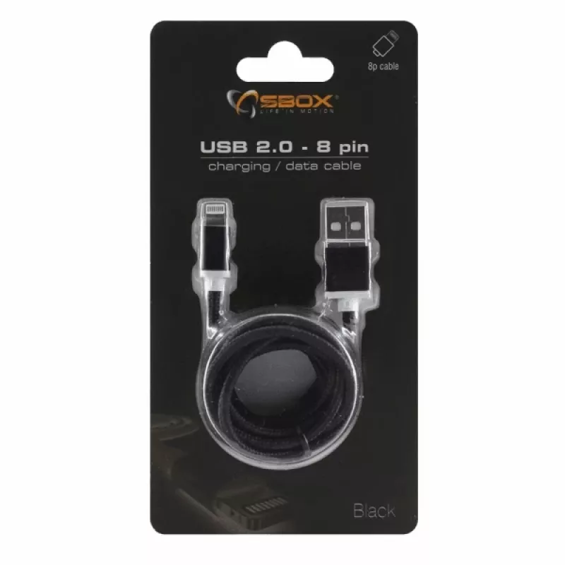 Cabo Sbox IPH7-B USB 2.0 8 Pin preto