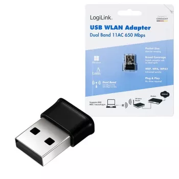 Adaptador USB WLAN sem fios, 11ac, 650 Mbit