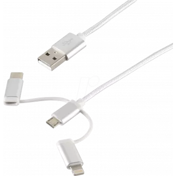 Cabo USB ShiverPeaks BS14-50067 1m USB A USB C/Micro-USB B/Lightning branco