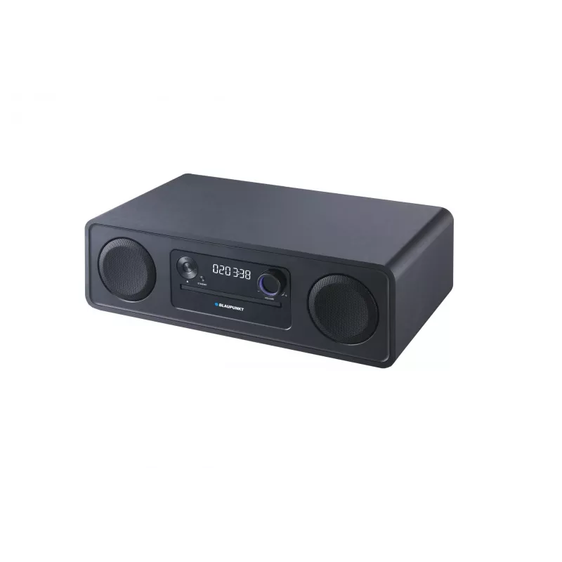 Blaupunkt MS20BK sistema micro Hi-Fi, Bluetooth, CD/CD-RW/MP3/WMA, rádio FM, USB, AUX, relógio/despertador, 120 W, preto