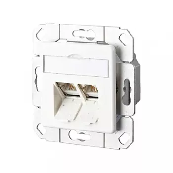 METZ CONNECT BTR E-DAT C6 8/8(8) UPk - Tomada de ligação, encastrar - RJ-45 X 2 - Branco puro, RAL 9010 - 2 portas (1307381102-I)