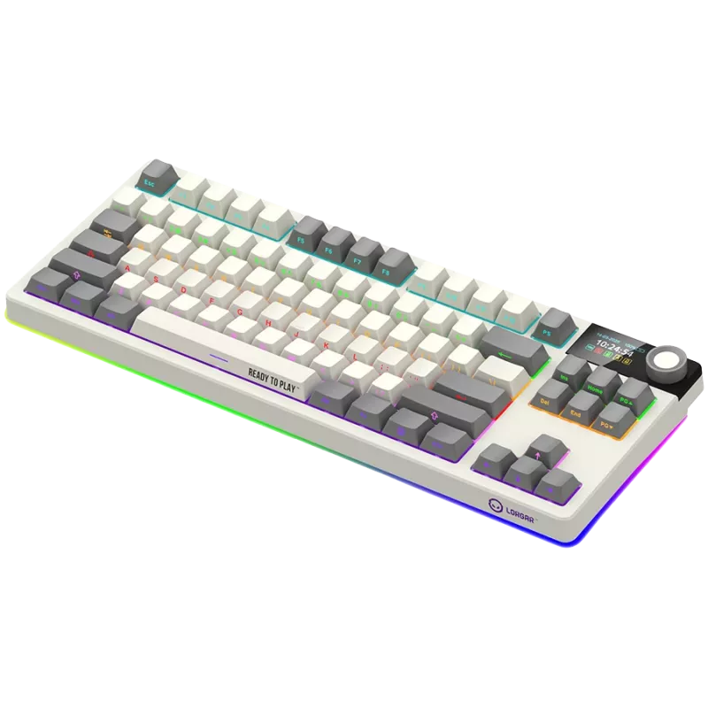 LORGAR KBP70TKLW, Teclado de gaming mecânico TKL sem fios Pro, bege, layout EN