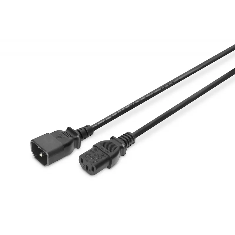 Digitus ASSMANN - Cabo de alimentação - IEC 60320 C14 para IEC 60320 C13 - AC 250 V - 1,2 m - moldado - preto (AK-440201-012-S)