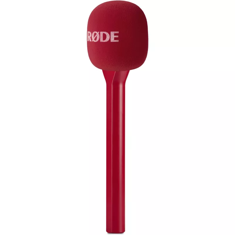 Microfone de entrevista portátil Rode Interview GO – vermelho (compacto, de mão, plug-and-play)