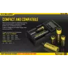 Carregador de pilhas Nitecore D2 — carregador de 2 compartimentos para pilhas AA/AAA/AAAA/C, tensão de entrada 100–240V, tensão de saída 4,2V, preto
