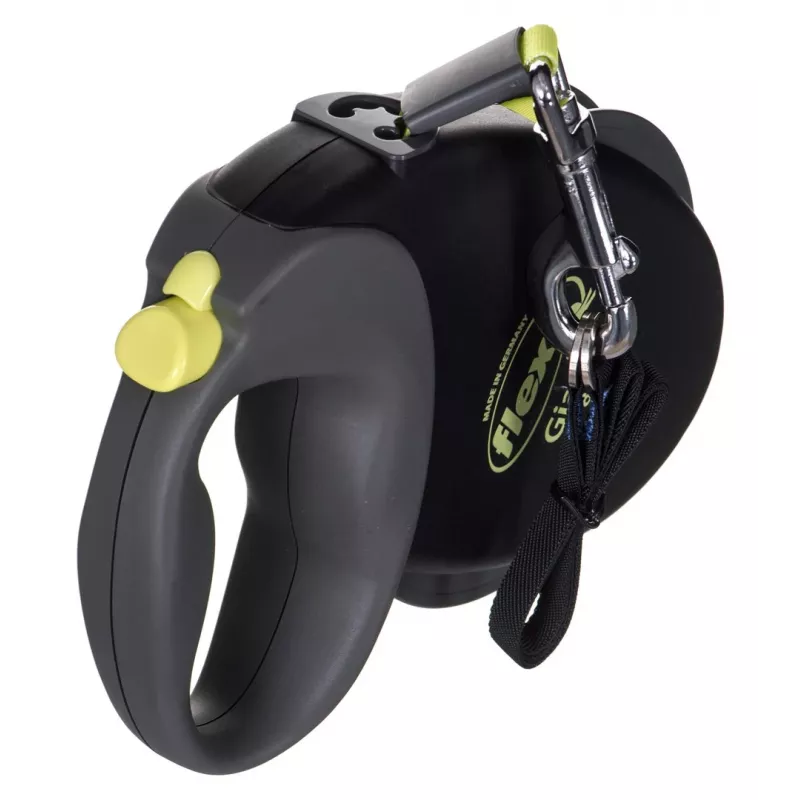 flexi Giant L trela extensível para cães, fita de 8 m, preto/amarelo