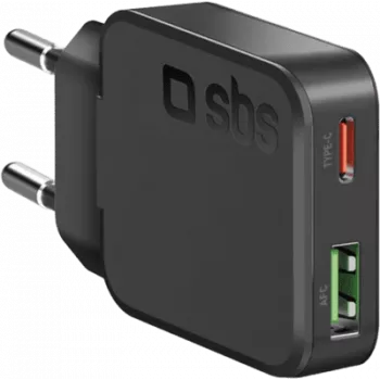SBS PD carregador de viagem UltraSlim 30W USB/USB-C GaN preto