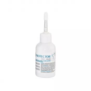 Solução auricular JM Sante Vet Protector Uszy Plus 50 ml — cuidados auriculares para cães e gatos adultos, frasco de plástico