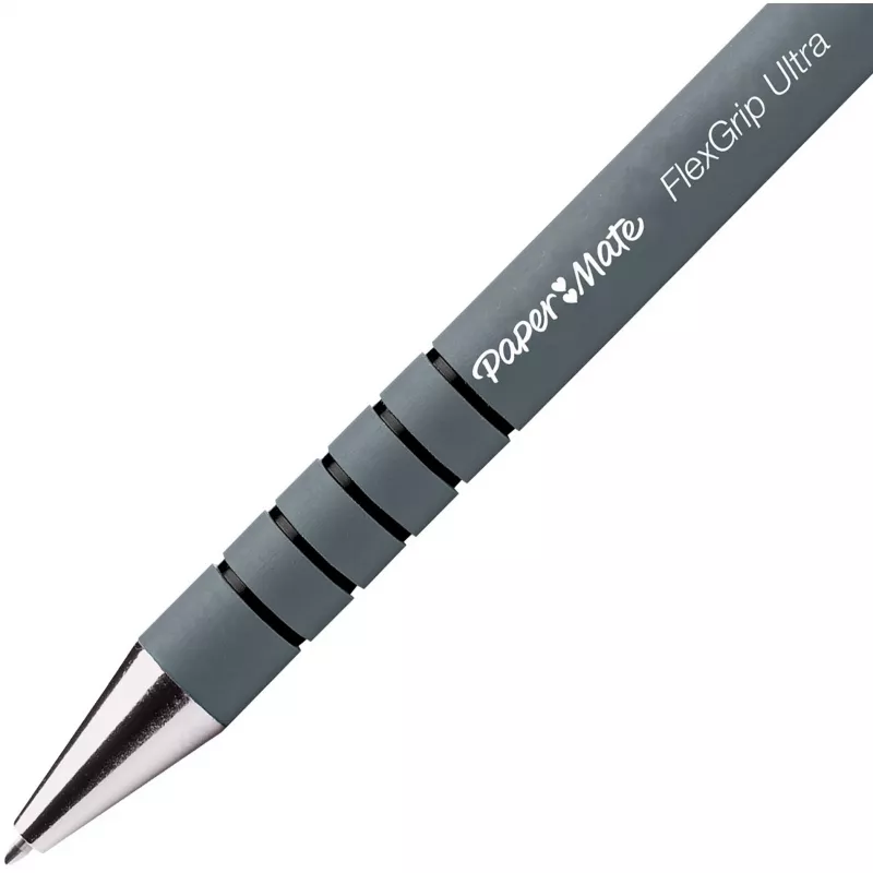 Caneta de esferográfica retrátil com clipe Paper Mate Flexgrip Ultra - preto - 12 unid. - média
