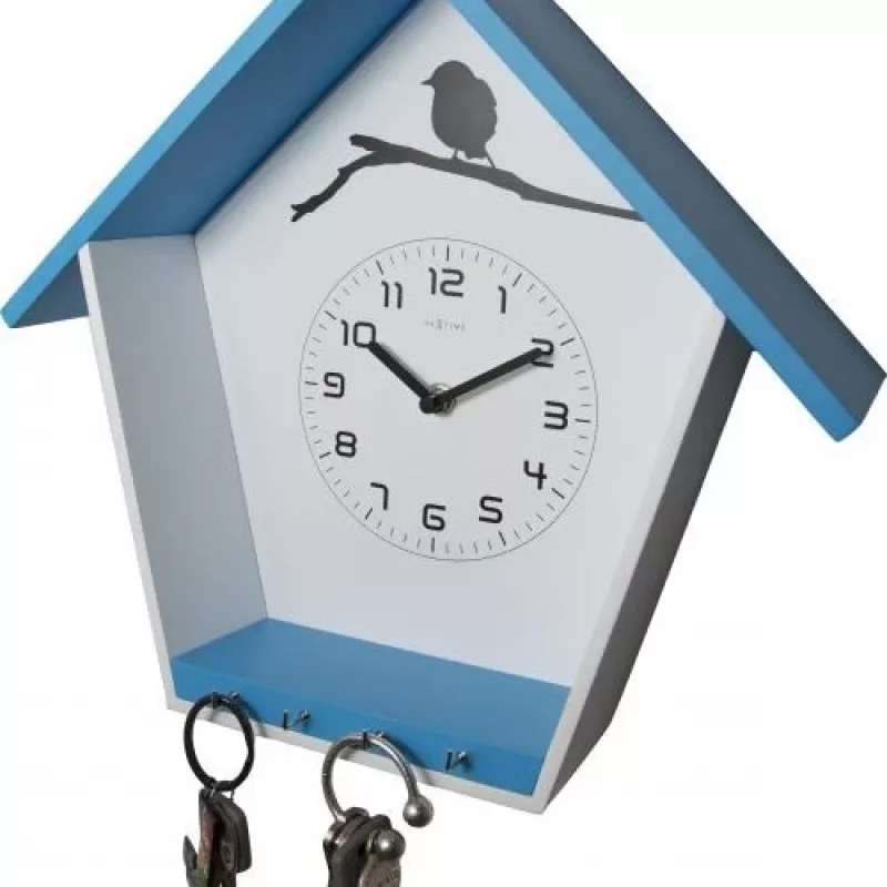 Relógio de parede NeXtime 3109bl Cuckey, 30,5x33x11 cm, azul/branco