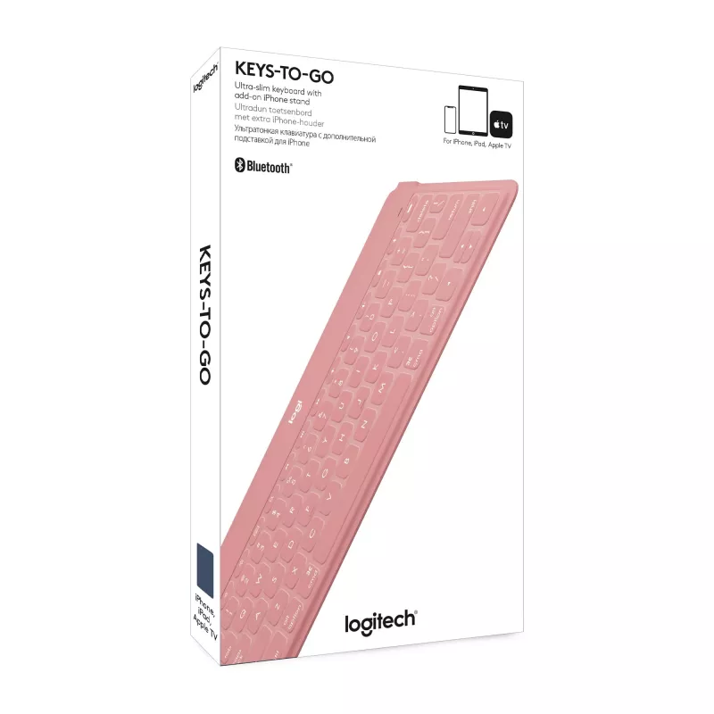 Logitech Keys-To-Go - teclado - Bluetooth - QWERTY - espanhol - Blush Pink - para Apple iPad/iPhone/TV