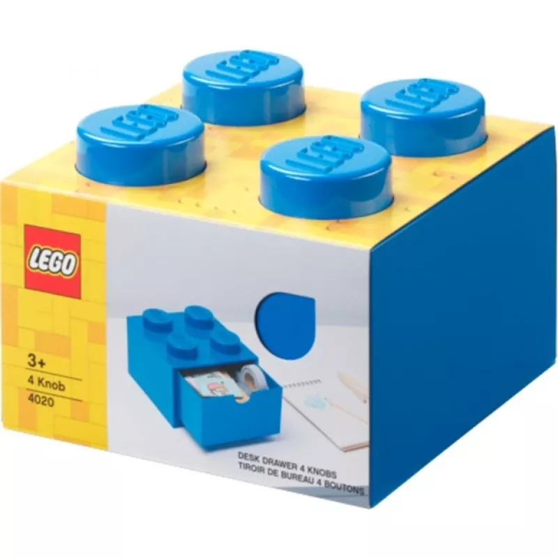 Gaveta de secretária LEGO 4, caixa de arrumação azul, com studs