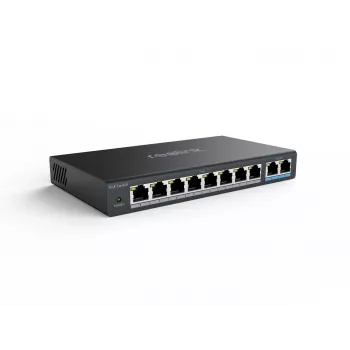 Switch PoE de rede Reolink RLA-PS1 — PoE de 8 portas, orçamento total de 150W, IEEE 802.3af/at, 2x uplink Gigabit