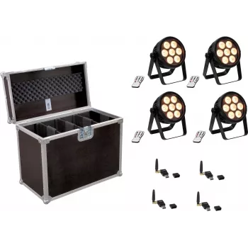 Conjunto de projetores LED EUROLITE 7C-7 Silent fino 4×7W RGBW