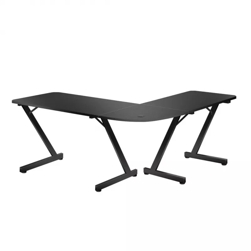 Huzaro Hero 7.0 secretária gaming de canto para computador, retangular, fibra de carbono, alumínio, 154×48×72,5 cm, preta
