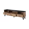 Cama Meble LOTTA 180 cm móvel de TV, carvalho Wotan + preto mate