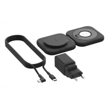 Estação de carregamento sem fios 2 em 1 Belkin BOOSTCHARGE PRO QI2 WIZ026VFBK — carregamento rápido sem fios para smartphone e auscultadores