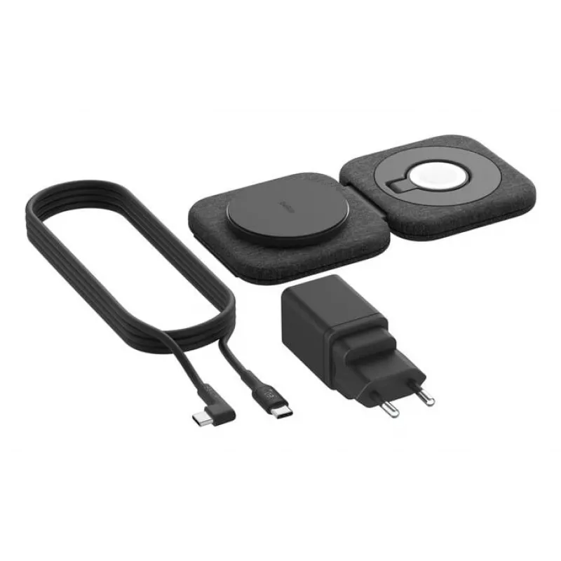 Estação de carregamento sem fios 2 em 1 Belkin BOOSTCHARGE PRO QI2 WIZ026VFBK — carregamento rápido sem fios para smartphone e auscultadores
