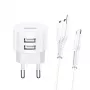Carregador com fios usams XTXLOGT18MC05 2x USB 2.1A microUSB branco AC/DC