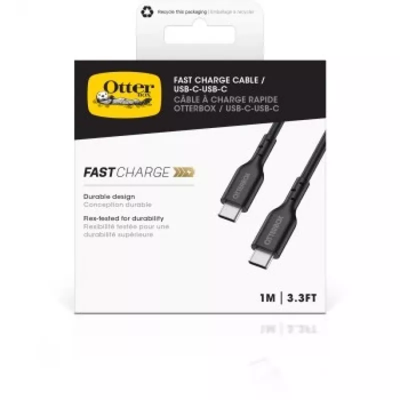 Otter Products OtterBox - Cabo USB - USB-C de 24 pinos (macho) para USB-C de 24 pinos (macho) - USB 2,0 - 3 A - 1,0 m - preto (78-81356)