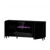 Cama Meble PAFOS cómoda com lareira elétrica 180x42x82 cm preto mate