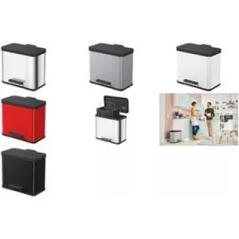 Separador de resíduos Hailo com pedal Öko duo plus L 17/9 preto aço, acionado por pedal com dois compartimentos