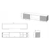 Móvel de TV Cama Meble LARA 183x35x37 cm, tampo branco mate, moldura branca, lareira preta