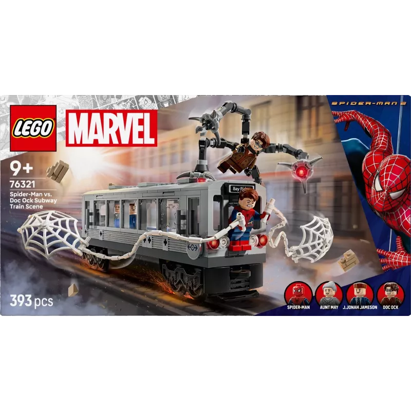 LEGO Marvel Super Heroes 76321 Spider-Man Doc Ock Subway Showdown brinquedo de construção, 393 peças, 4 minifiguras, idade 9+