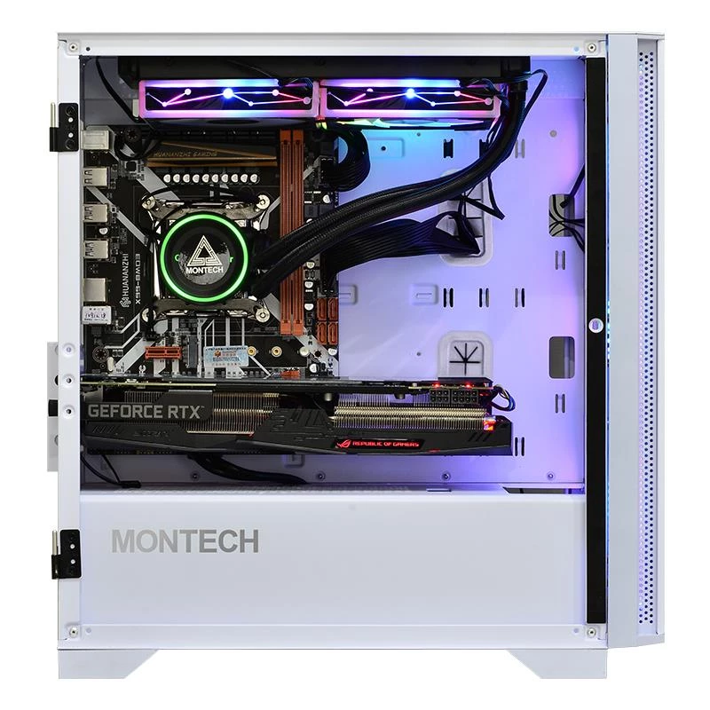 Caixa Micro-ATX Montech AIR 100 ARGB com quatro ventoinhas ARGB pré-instaladas, design ultra-minimalista, painel frontal em malha fina, elevado fluxo de ar, lateral única